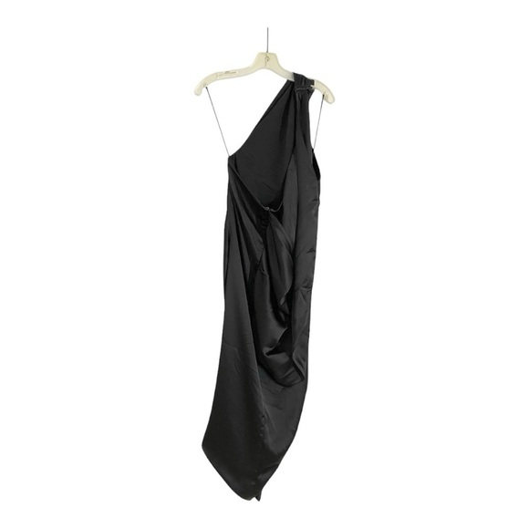 Arias New York Midi Cocktail Dress in Black Satin Size 6 - Picture 5 of 8